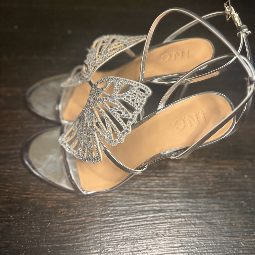 International Concepts Silver Strappy Heels size 8.5 fairycore upscale wedding - Picture 2 of 4